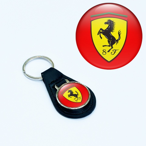Ferrari Key Fob Leather Red Yellow Logo Edition