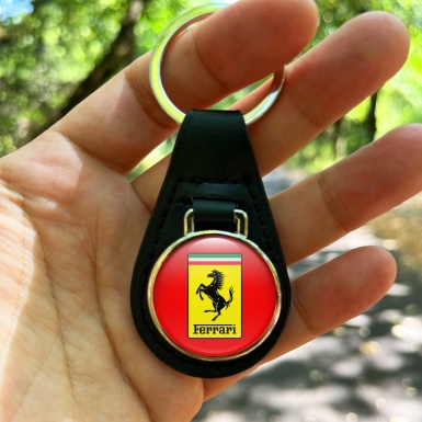 Ferrari Keyring Holder Leather Red Yellow Classic