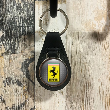 Ferrari Leather Keychain Light Carbon Yellow Classic