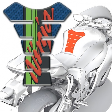 Kawasaki Tank Pad Motorbike Ninja Edition Navy Blue Carbon Print