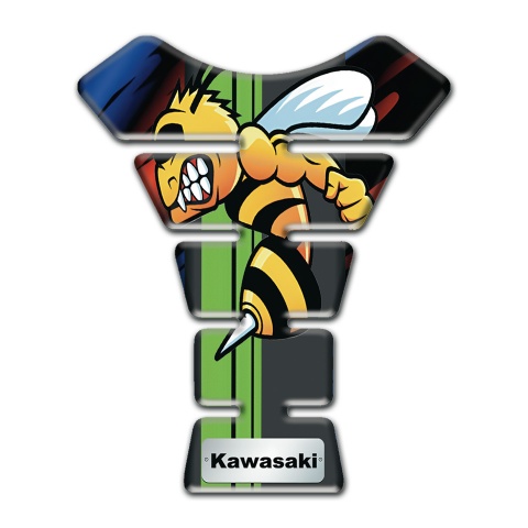 Kawasaki Tank Guard Pads Black with Blue Red Patterns Base And Anime Logo 