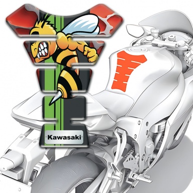 Kawasaki Tank Guard Pads Red Parts Base Cartoon Logo