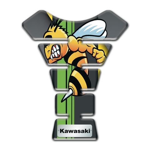 Kawasaki Tank Pad Protector Gray Yellow Print with Anime Logo 