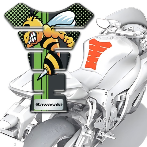 Kawasaki Tank Protector Green Dots Background with Cartoon Logo Design 