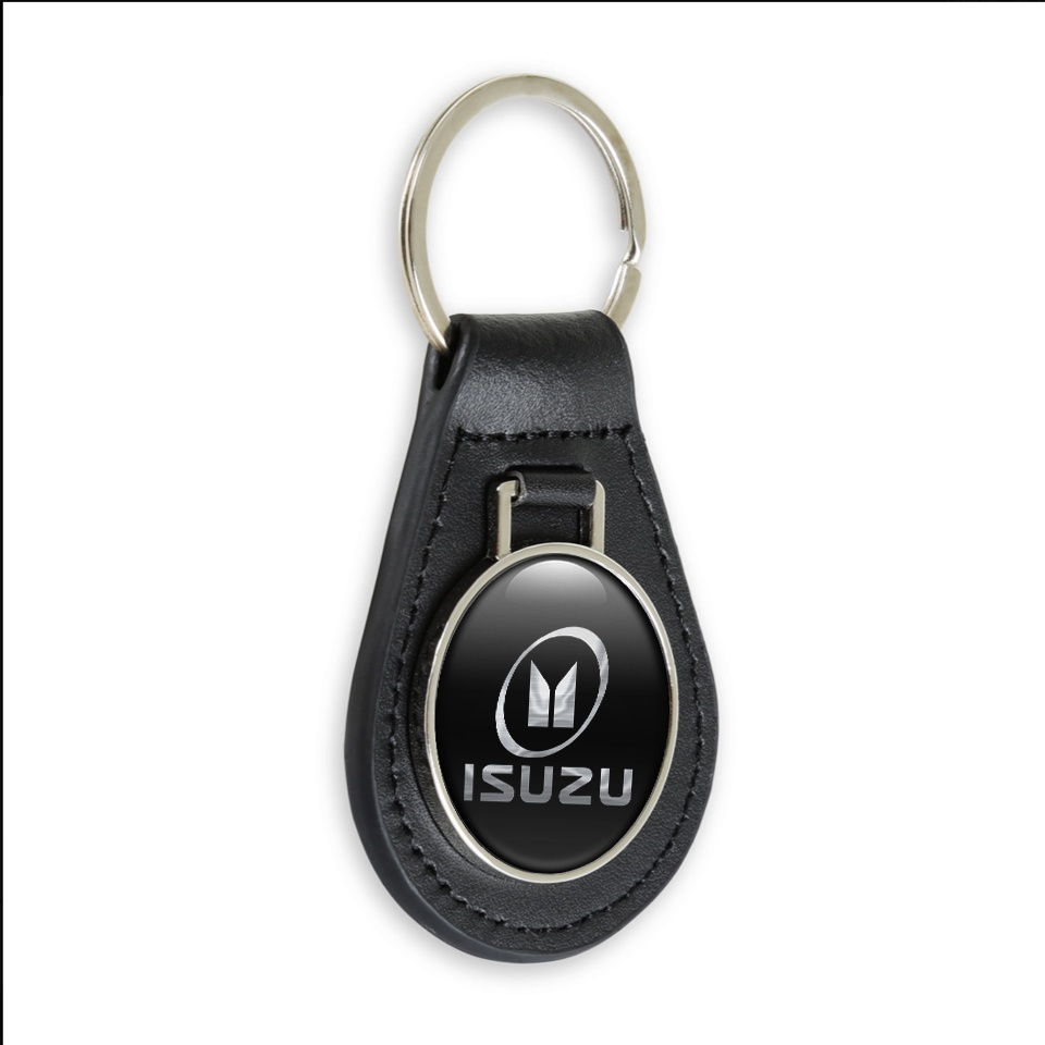 Isuzu Keychain Leather Black Silver Chrome Design | Keychains ...