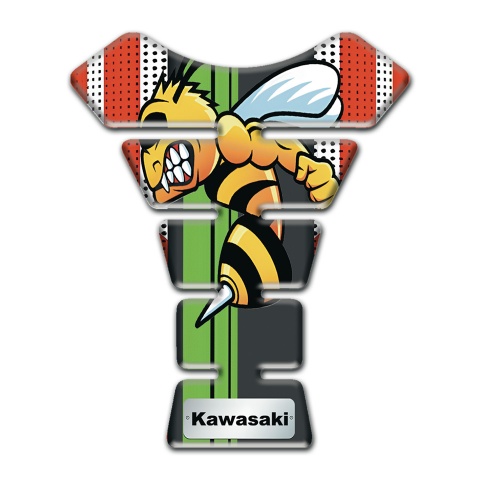 Kawasaki Tank Guard Pads Lights Gray with Red Base and Cartoon logo Style 