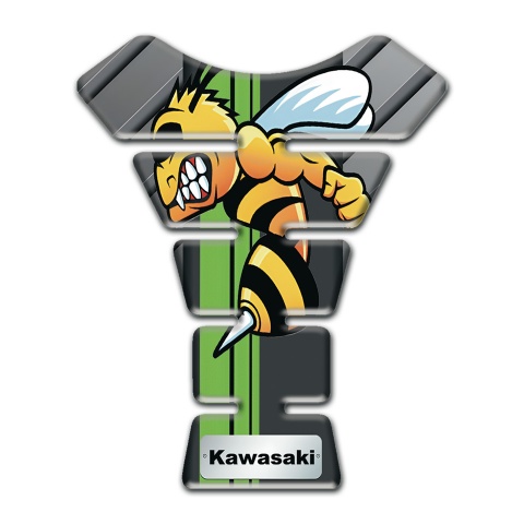 Kawasaki Tank Pad Protector Diagonal Gray patterns with Cartoon logo 