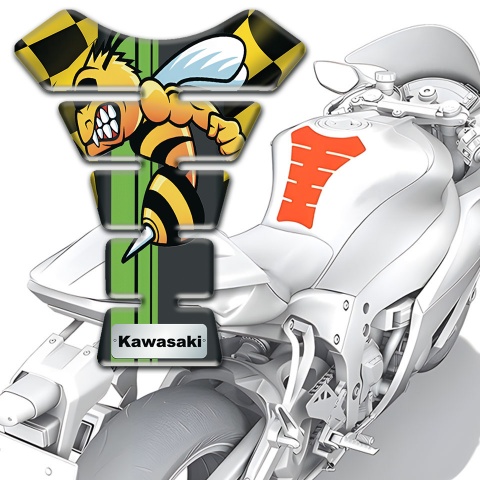 Kawasaki Tank Fuse Yellow Black Squares Base Anime Logo Design 