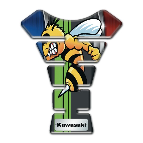 Kawasaki Tank Guard Pads Blue Red Colors Decoration with Cartoon Logo