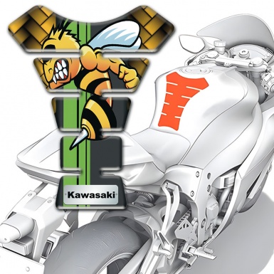 Kawasaki Tank Guard Pads Yellow Misaic Base Cartoon Logo Style
