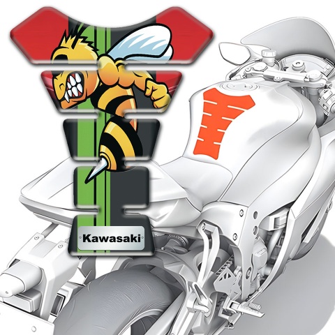 Kawasaki Tank Protector Red Nuance with Cartoon Logo Style 