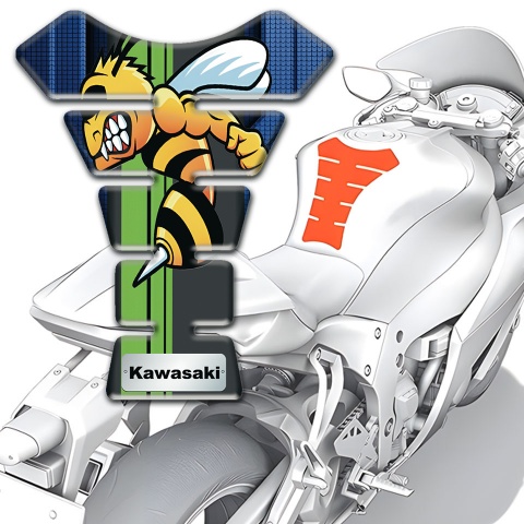 Kawasaki Tank Pad Protector Dark Blue Details wiith Cartoon Logo Design 