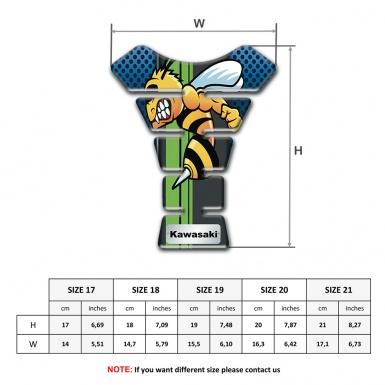 Kawasaki Tank Pad Protector Blue Perforated Background with Cartoon logo Style