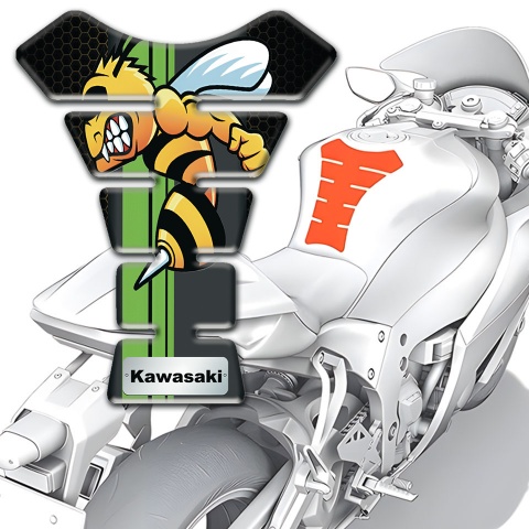 Kawasaki Tank Fuse Black Hexagons Decoration with Cartoon Logo Style 