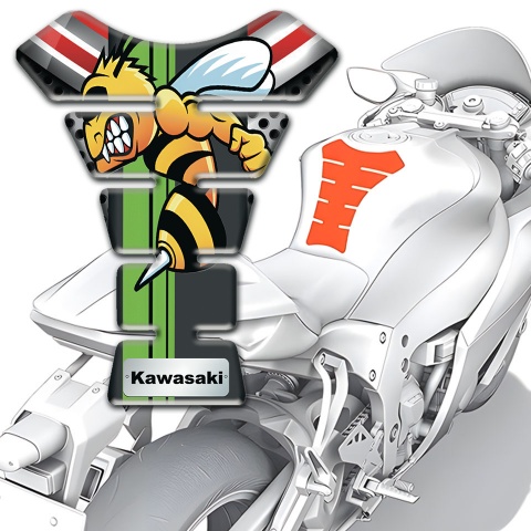 Kawasaki Tank Guard Pads Amazing Cartoon Logo Design 