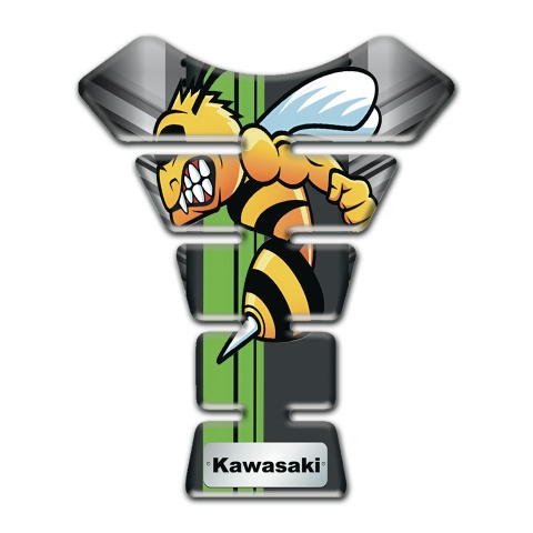 Kawasaki  Tank Pad Motorbike Gray Motif Background with Cartoon Logo Design 