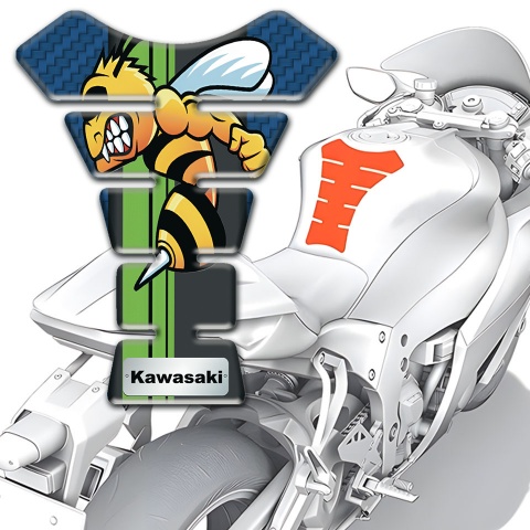 Kawasaki Tank Fuse Navy Blue Carbon Model with Anime Logo