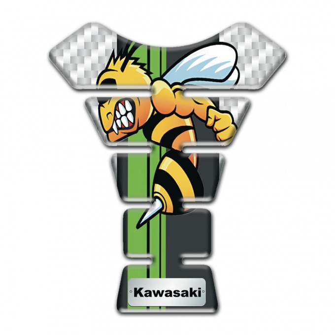 Kawasaki Tank Protector White Carbon Model with Cartoon Logo Design 