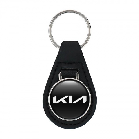 Kia Keyring Holder Leather Black White Logo Design