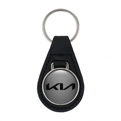 Kia Leather Keychain Light Carbon Black Logo