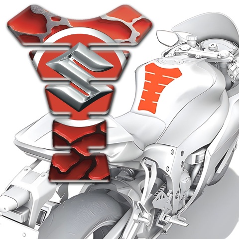 Suzuki Tank Guard Pads Red Clouds Effect Design 