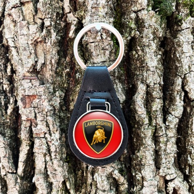 Lamborghini Keyring Holder Leather Red Black Shield Design