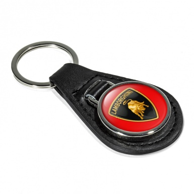 Lamborghini Keyring Holder Leather Red Black Shield Design