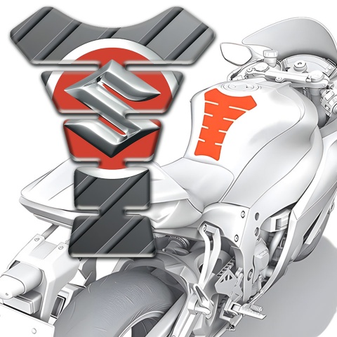 Suzuki Tank Fuse Silicone Sticker Gray Lamellae Effect 