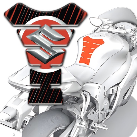 Suzuki Tank Guard Pads Black with Vertical Stripes edition 