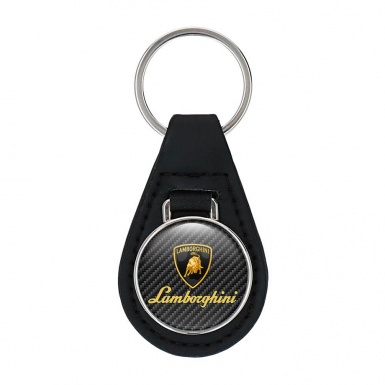 Lamborghini Keychain Leather Dark Carbon Shield Logo