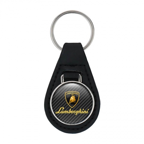 Lamborghini Keychain Leather Dark Carbon Shield Logo