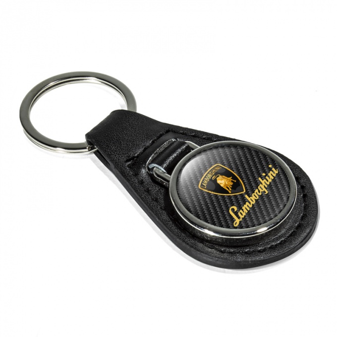 Lamborghini Keychain Leather Dark Carbon Shield Logo | Keychains ...