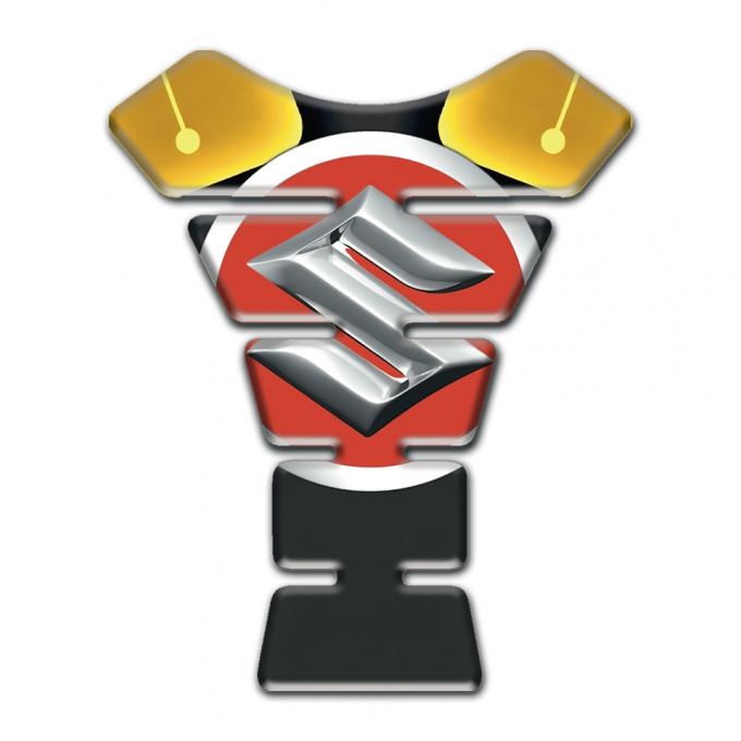 Suzuki Tank Fuse Big Red Silver logo with Yellow Black Base 
