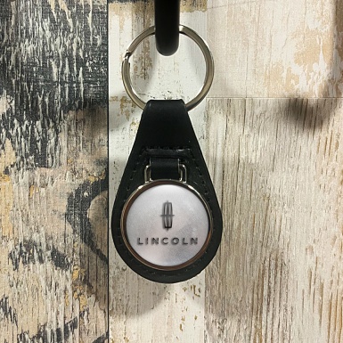 Lincoln Leather Keychain Silver Asphalt Classic Logo