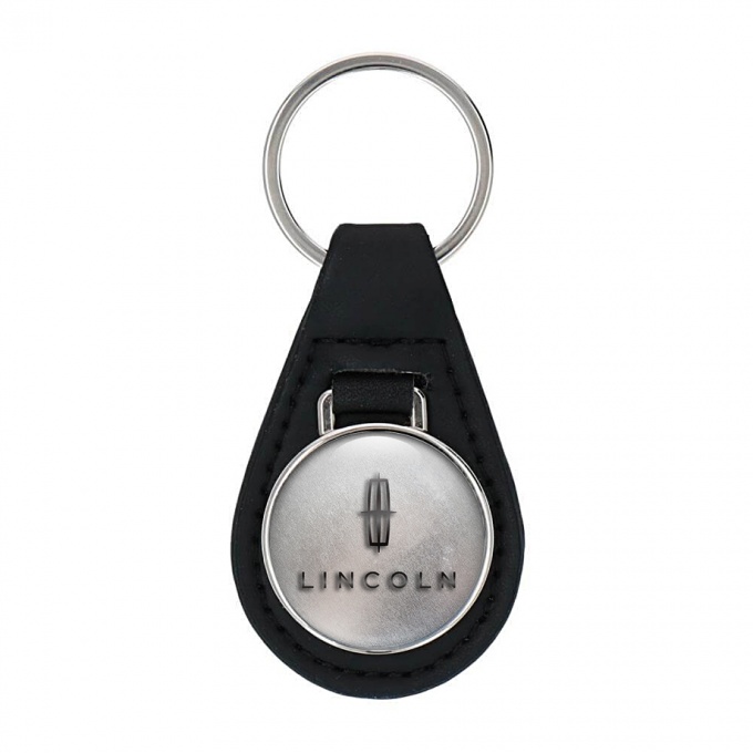 Lincoln Leather Keychain Silver Asphalt Classic Logo