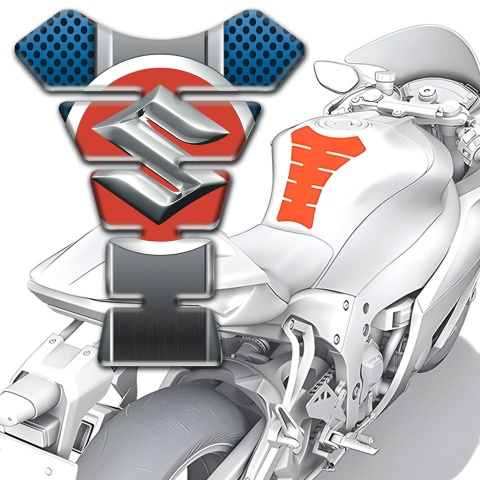 Suzuki Tank Pad Protector Perforated Blue background Style 