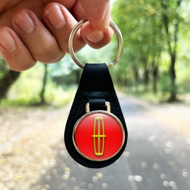 Lincoln Key Fob Leather Red Yellow Classic Design