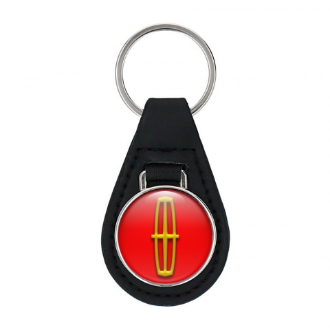 Lincoln Key Fob Leather Red Yellow Classic Design