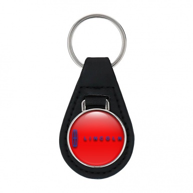 Lincoln Keyring Holder Leather Red Classic Blue Logo