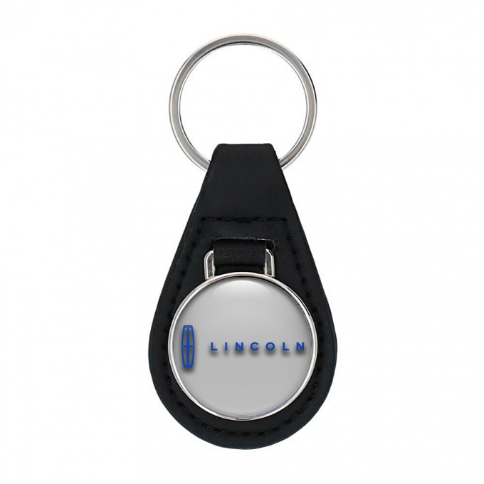 Lincoln Leather Keychain Silver Classic Blue Logo