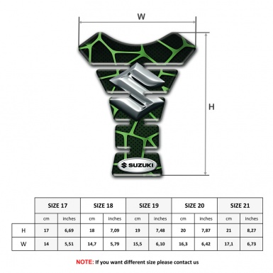 Suzuki Tank Pad Protector Green Lines Decoration with Black Base 