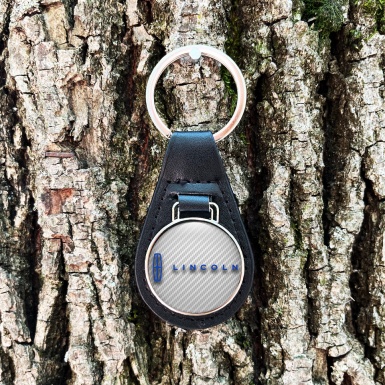 Lincoln Keychain Leather Light Carbon Blue Classic Logo