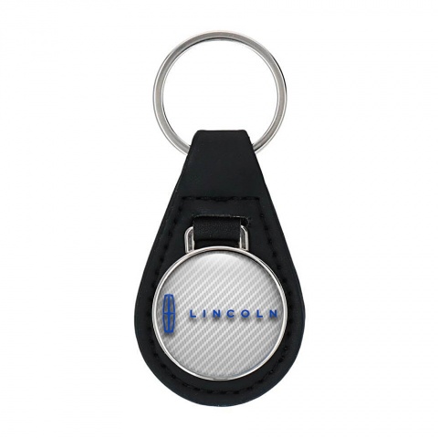 Lincoln Keychain Leather Light Carbon Blue Classic Logo