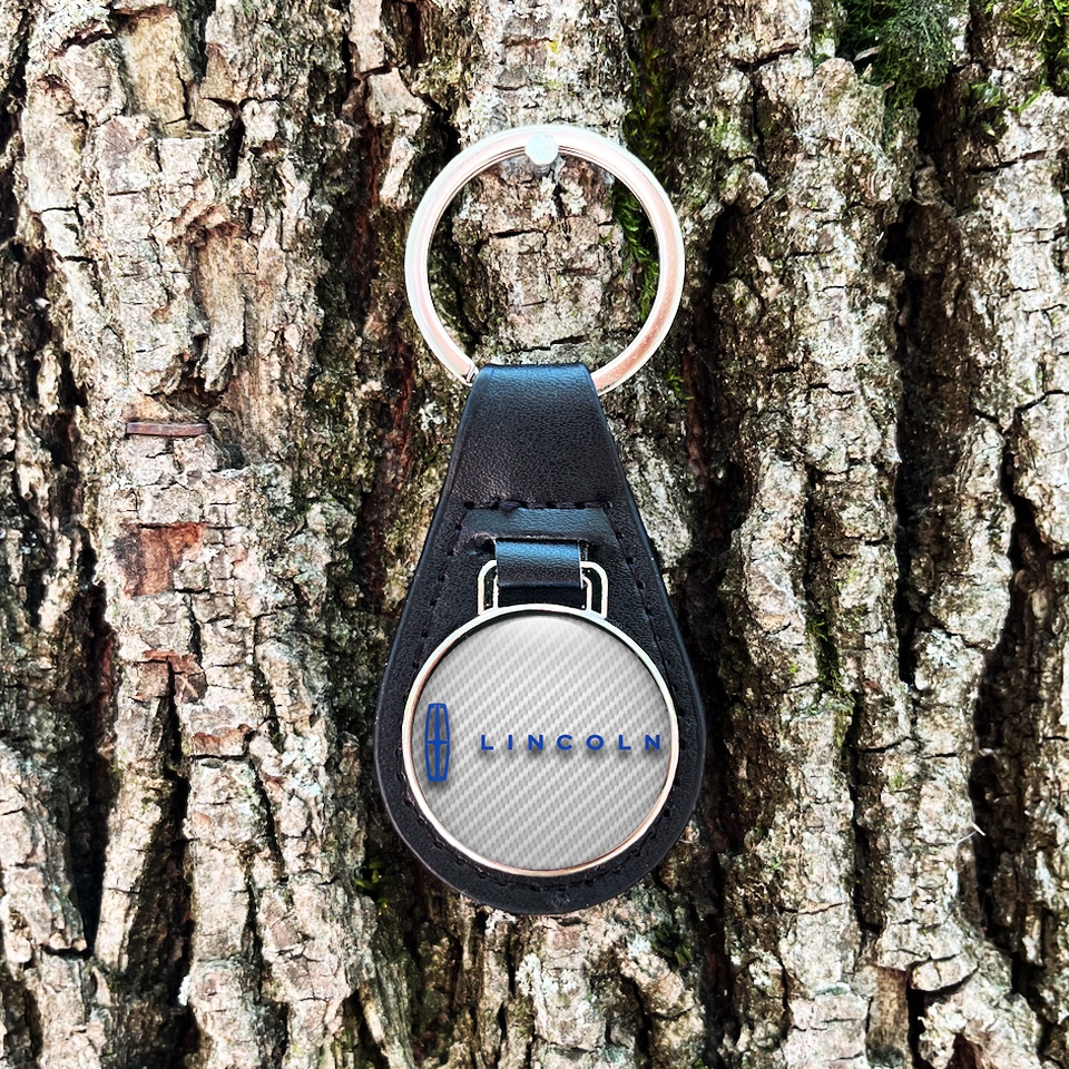Lincoln Keychain Leather Light Carbon Blue Classic Logo | Keychains ...