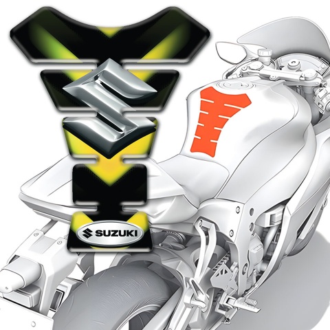 Suzuki Tank Guard Pads Green Yellow V Shape Decoration Design 