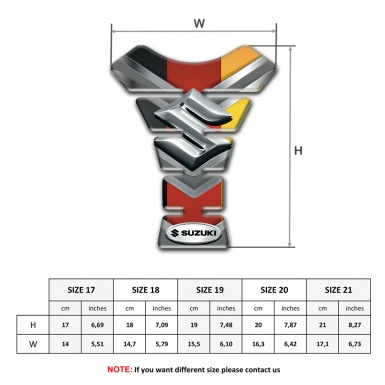 Suzuki Tank Pad Protector Multicolored Base with 3D Silver logo 