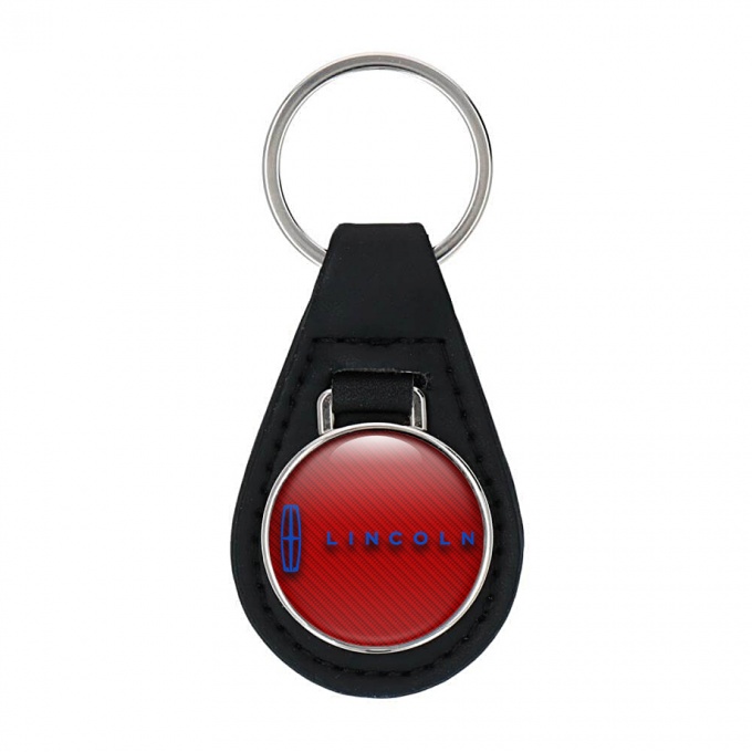 Lincoln Key Fob Leather Red Carbon Classic Blue Logo