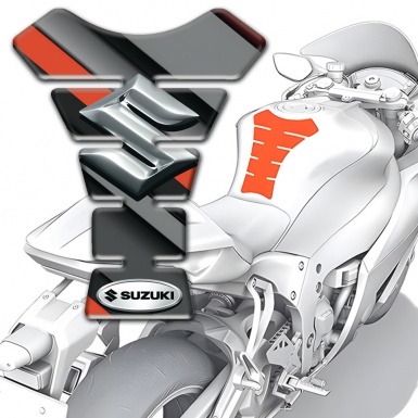 Suzuki Tank Pad Protector Orange Gray Diagonal Decoration Style 