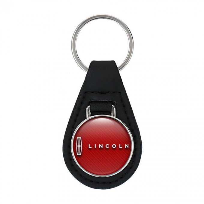 Lincoln Keyring Holder Leather Red Carbon Classic White Logo