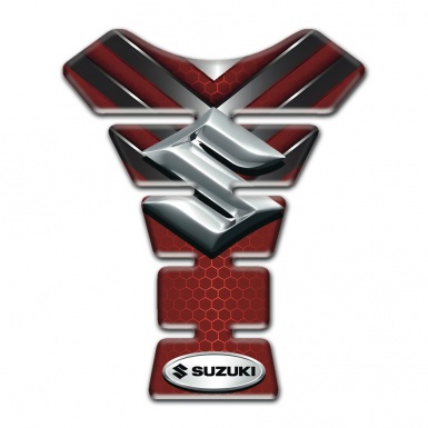 Suzuki Tank Protector Red Base with Chromed Details Design 